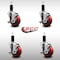 Service Caster 3.5'' SS Red Poly Swivel 1-1/4'' Expanding Stem Caster Set with Brake, 4PK SCC-SSEX20S3514-PPUB-RED-TLB-114-4 - alternate 3
